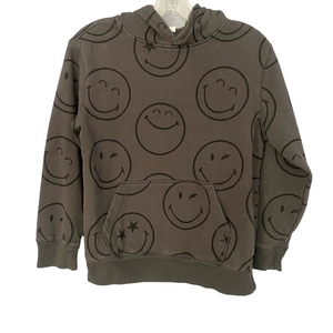 Smiley Face Hoodie Charcoal Sz Large Kids Gap
